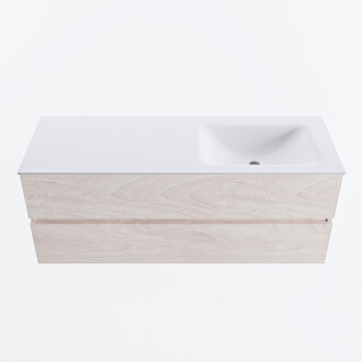 Mondiaz VICA 130cm badmeubel onderkast Underlayment 2 lades. Wastafel CLOUD rechts 1 kraangat, kleur Talc.