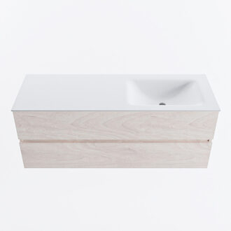 Mondiaz VICA 130cm badmeubel onderkast Underlayment 2 lades. Wastafel CLOUD rechts zonder kraangat, kleur Talc.