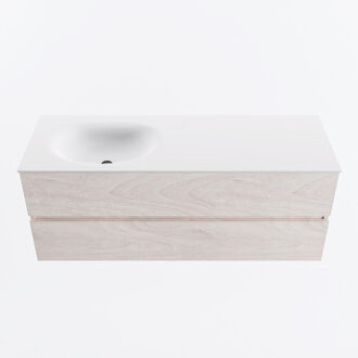 Mondiaz VICA 130cm badmeubel onderkast Underlayment 2 lades. Wastafel MOON links 1 kraangat, kleur Talc.