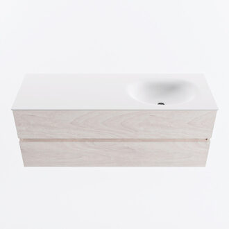 Mondiaz VICA 130cm badmeubel onderkast Underlayment 2 lades. Wastafel MOON rechts 1 kraangat, kleur Talc.