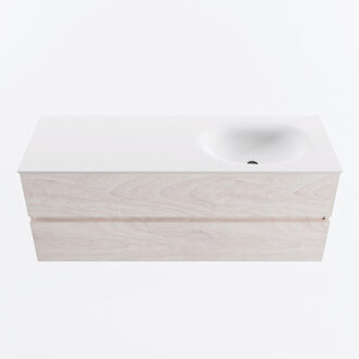 Mondiaz VICA 130cm badmeubel onderkast Underlayment 2 lades. Wastafel MOON rechts zonder kraangat, kleur Talc.