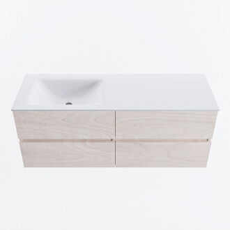 Mondiaz VICA 130cm badmeubel onderkast Underlayment 4 lades. Wastafel CLOUD links 1 kraangat, kleur Talc.