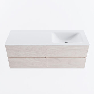 Mondiaz VICA 130cm badmeubel onderkast Underlayment 4 lades. Wastafel CLOUD rechts 1 kraangat, kleur Talc.