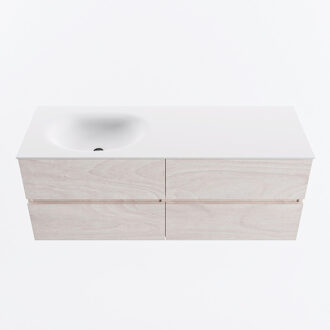 Mondiaz VICA 130cm badmeubel onderkast Underlayment 4 lades. Wastafel MOON links 1 kraangat, kleur Talc.