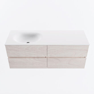 Mondiaz VICA 130cm badmeubel onderkast Underlayment 4 lades. Wastafel MOON links zonder kraangat, kleur Talc.