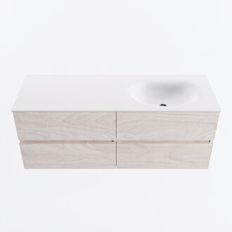 Mondiaz VICA 130cm badmeubel onderkast Underlayment 4 lades. Wastafel MOON rechts 1 kraangat, kleur Talc.