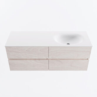 Mondiaz VICA 130cm badmeubel onderkast Underlayment 4 lades. Wastafel MOON rechts zonder kraangat, kleur Talc.