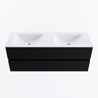 Mondiaz VICA 130cm badmeubel onderkast Urban 2 lades. Wastafel CLOUD dubbel 2 kraangaten, kleur Talc.