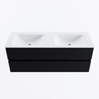 Mondiaz VICA 130cm badmeubel onderkast Urban 2 lades. Wastafel CLOUD dubbel zonder kraangat, kleur Talc.