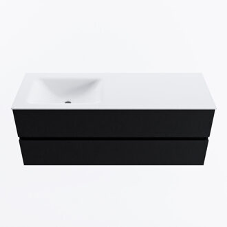 Mondiaz VICA 130cm badmeubel onderkast Urban 2 lades. Wastafel CLOUD links zonder kraangat, kleur Talc.