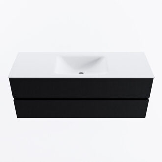 Mondiaz VICA 130cm badmeubel onderkast Urban 2 lades. Wastafel CLOUD midden zonder kraangat, kleur Talc.