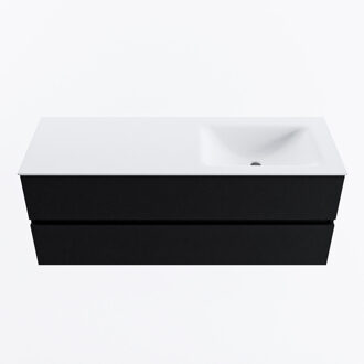 Mondiaz VICA 130cm badmeubel onderkast Urban 2 lades. Wastafel CLOUD rechts zonder kraangat, kleur Talc.