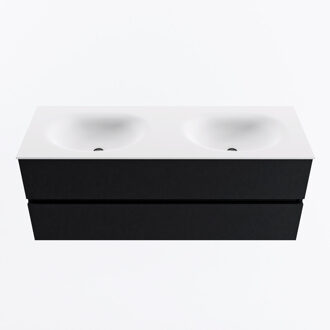 Mondiaz VICA 130cm badmeubel onderkast Urban 2 lades. Wastafel MOON dubbel 2 kraangaten, kleur Talc.