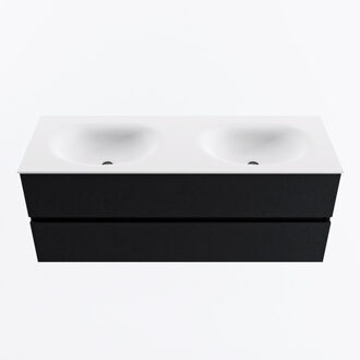 Mondiaz VICA 130cm badmeubel onderkast Urban 2 lades. Wastafel MOON dubbel zonder kraangat, kleur Talc.