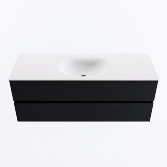 Mondiaz VICA 130cm badmeubel onderkast Urban 2 lades. Wastafel MOON midden zonder kraangat, kleur Talc.