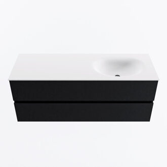 Mondiaz VICA 130cm badmeubel onderkast Urban 2 lades. Wastafel MOON rechts zonder kraangat, kleur Talc.