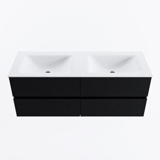 Mondiaz VICA 130cm badmeubel onderkast Urban 4 lades. Wastafel CLOUD dubbel 2 kraangaten, kleur Talc.