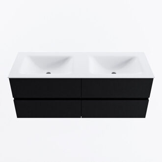 Mondiaz VICA 130cm badmeubel onderkast Urban 4 lades. Wastafel CLOUD dubbel zonder kraangat, kleur Talc.