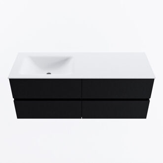 Mondiaz VICA 130cm badmeubel onderkast Urban 4 lades. Wastafel CLOUD links zonder kraangat, kleur Talc.