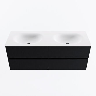 Mondiaz VICA 130cm badmeubel onderkast Urban 4 lades. Wastafel MOON dubbel zonder kraangat, kleur Talc.