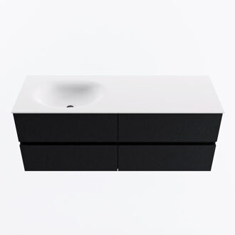 Mondiaz VICA 130cm badmeubel onderkast Urban 4 lades. Wastafel MOON links zonder kraangat, kleur Talc.