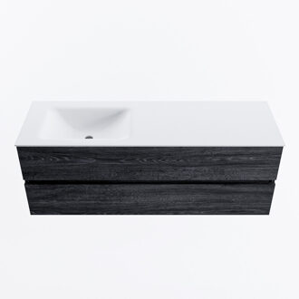 Mondiaz VICA 140cm badmeubel onderkast Antracite 2 lades. Wastafel CLOUD links 1 kraangat, kleur Talc.