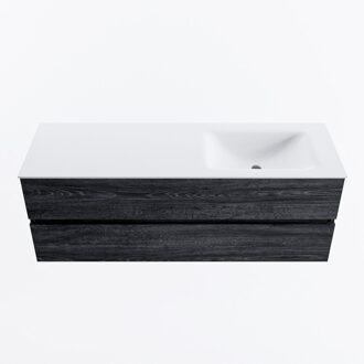 Mondiaz VICA 140cm badmeubel onderkast Antracite 2 lades. Wastafel CLOUD rechts zonder kraangat, kleur Talc.