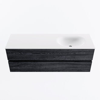 Mondiaz VICA 140cm badmeubel onderkast Antracite 2 lades. Wastafel MOON rechts 1 kraangat, kleur Talc.