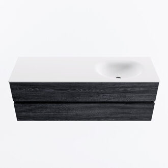 Mondiaz VICA 140cm badmeubel onderkast Antracite 2 lades. Wastafel MOON rechts zonder kraangat, kleur Talc.