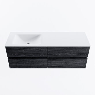 Mondiaz VICA 140cm badmeubel onderkast Antracite 4 lades. Wastafel CLOUD links zonder kraangat, kleur Talc.