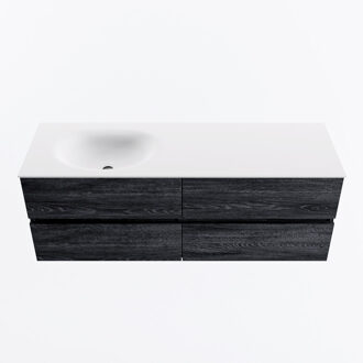 Mondiaz VICA 140cm badmeubel onderkast Antracite 4 lades. Wastafel MOON links 1 kraangat, kleur Talc.