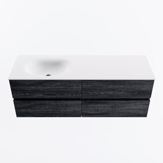 Mondiaz VICA 140cm badmeubel onderkast Antracite 4 lades. Wastafel MOON links zonder kraangat, kleur Talc.