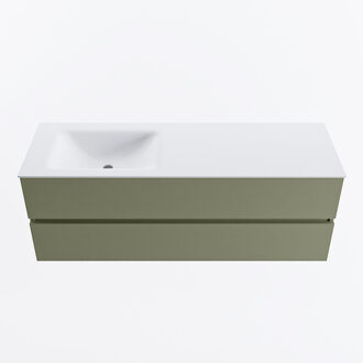 Mondiaz VICA 140cm badmeubel onderkast Army 2 lades. Wastafel CLOUD links 1 kraangat, kleur Talc.