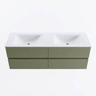 Mondiaz VICA 140cm badmeubel onderkast Army 4 lades. Wastafel CLOUD dubbel 2 kraangaten, kleur Talc.