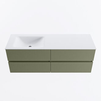 Mondiaz VICA 140cm badmeubel onderkast Army 4 lades. Wastafel CLOUD links 1 kraangat, kleur Talc.