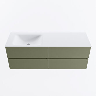 Mondiaz VICA 140cm badmeubel onderkast Army 4 lades. Wastafel CLOUD links zonder kraangat, kleur Talc.