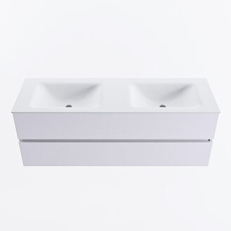 Mondiaz VICA 140cm badmeubel onderkast Cale 2 lades. Wastafel CLOUD dubbel 2 kraangaten, kleur Talc.