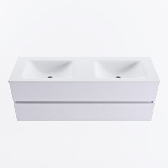 Mondiaz VICA 140cm badmeubel onderkast Cale 2 lades. Wastafel CLOUD dubbel zonder kraangat, kleur Talc.