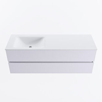 Mondiaz VICA 140cm badmeubel onderkast Cale 2 lades. Wastafel CLOUD links 1 kraangat, kleur Talc.