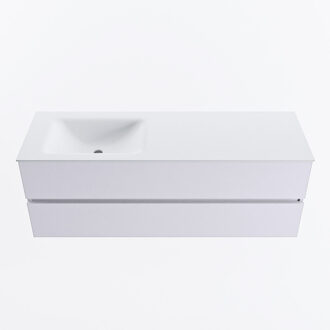 Mondiaz VICA 140cm badmeubel onderkast Cale 2 lades. Wastafel CLOUD links zonder kraangat, kleur Talc.