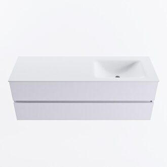 Mondiaz VICA 140cm badmeubel onderkast Cale 2 lades. Wastafel CLOUD rechts zonder kraangat, kleur Talc.