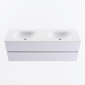 Mondiaz VICA 140cm badmeubel onderkast Cale 2 lades. Wastafel MOON dubbel 2 kraangaten, kleur Talc.