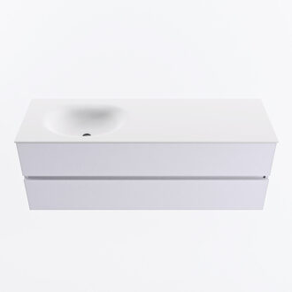 Mondiaz VICA 140cm badmeubel onderkast Cale 2 lades. Wastafel MOON links zonder kraangat, kleur Talc.