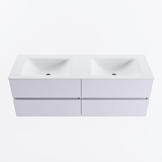 Mondiaz VICA 140cm badmeubel onderkast Cale 4 lades. Wastafel CLOUD dubbel 2 kraangaten, kleur Talc.