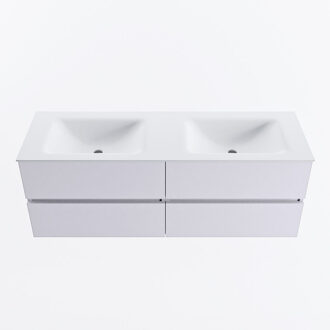 Mondiaz VICA 140cm badmeubel onderkast Cale 4 lades. Wastafel CLOUD dubbel zonder kraangat, kleur Talc.