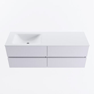 Mondiaz VICA 140cm badmeubel onderkast Cale 4 lades. Wastafel CLOUD links 1 kraangat, kleur Talc.