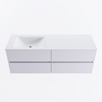 Mondiaz VICA 140cm badmeubel onderkast Cale 4 lades. Wastafel CLOUD links zonder kraangat, kleur Talc.