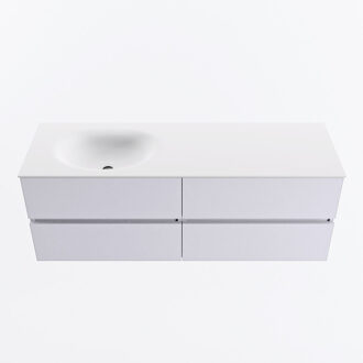 Mondiaz VICA 140cm badmeubel onderkast Cale 4 lades. Wastafel MOON links zonder kraangat, kleur Talc.