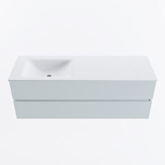 Mondiaz VICA 140cm badmeubel onderkast Clay 2 lades. Wastafel CLOUD links 1 kraangat, kleur Talc.