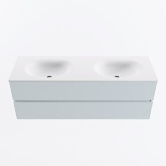 Mondiaz VICA 140cm badmeubel onderkast Clay 2 lades. Wastafel MOON dubbel 2 kraangaten, kleur Talc.